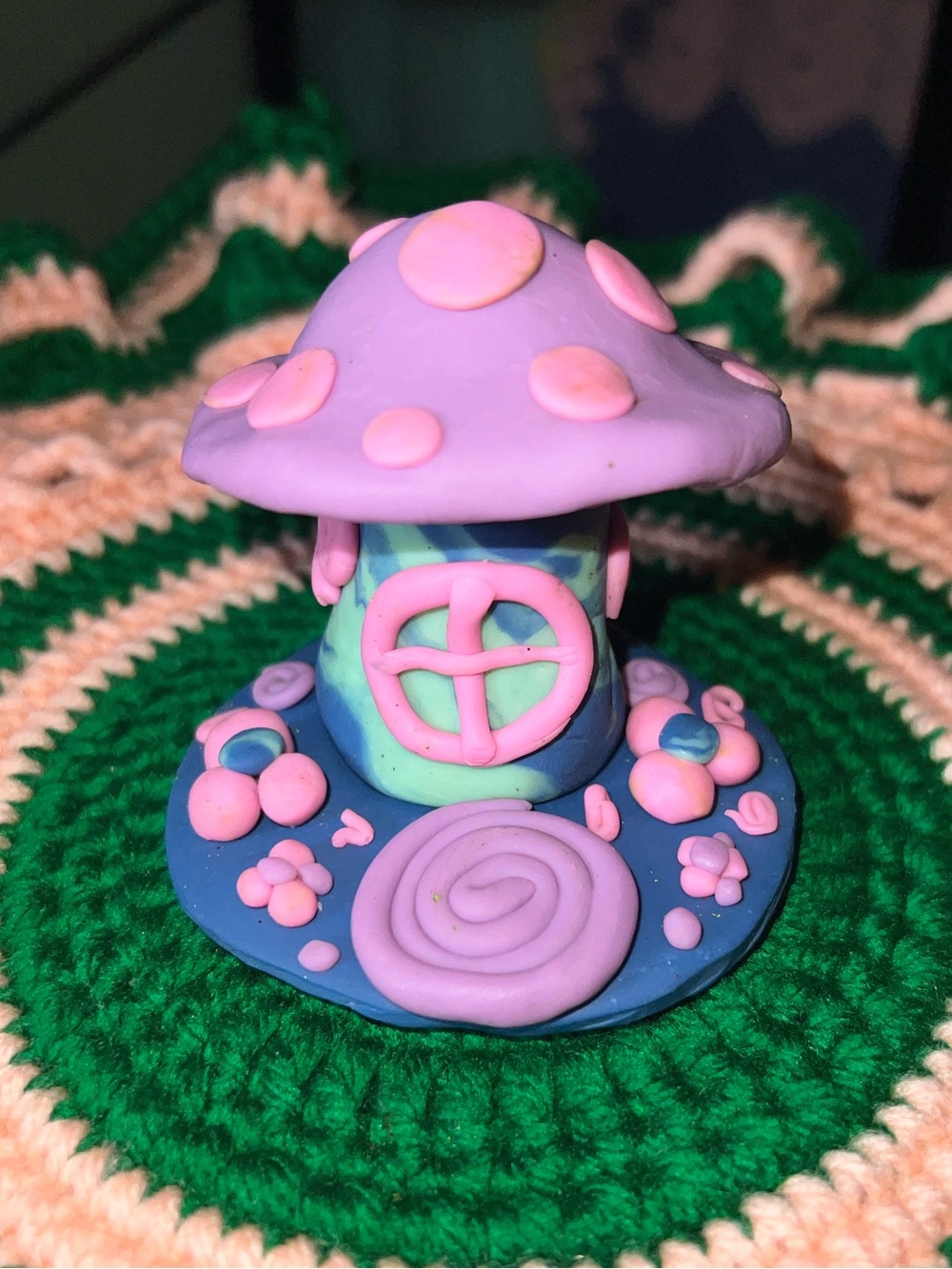 Handmade Purple and Pink Fairy Mushroom garden house